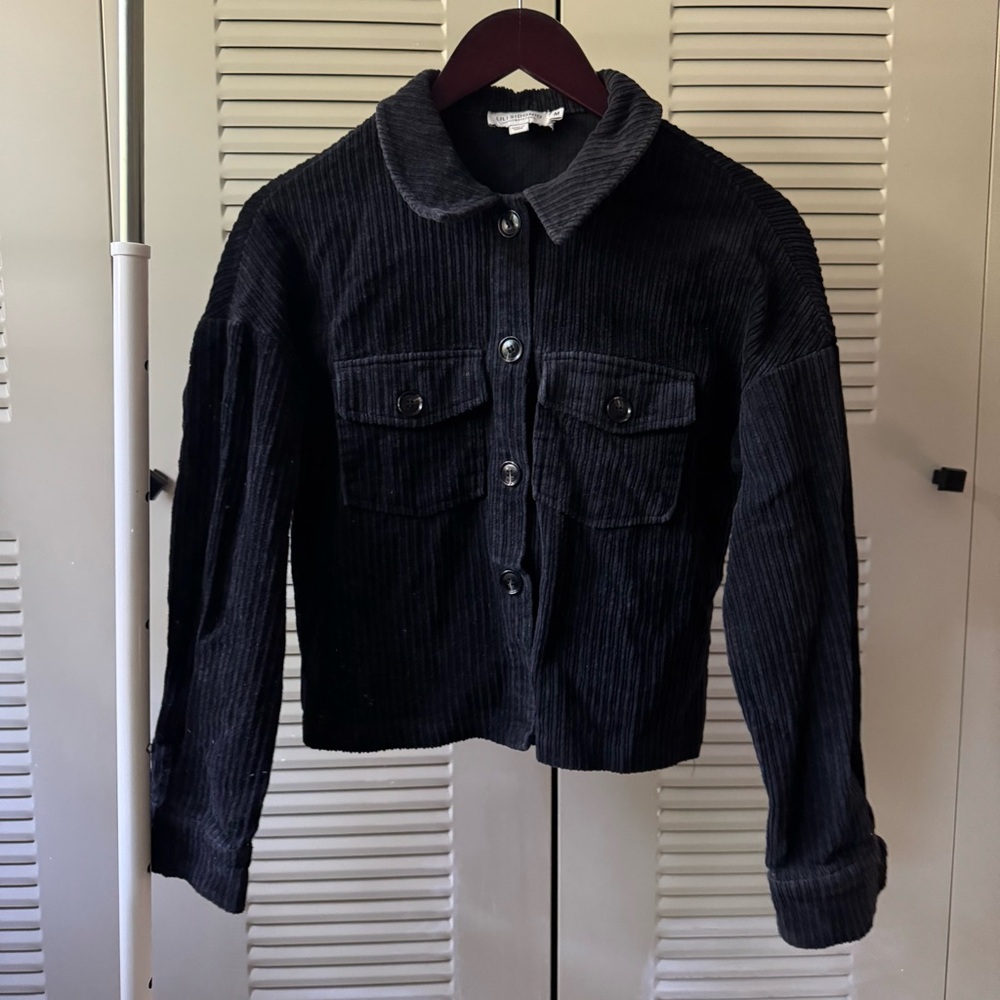 Lili Sidonio Molly Bracken Medium Black Corduroy Crop Jacket